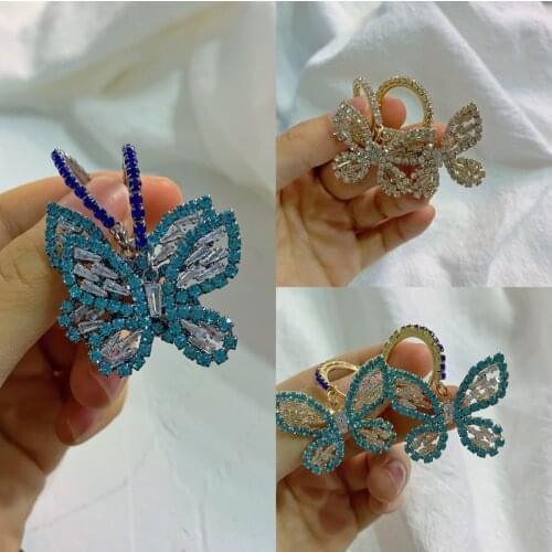 Origin Summer Exquisite Rhinestones Butterfly Drop Earrings for Women Colorful Crystal Simulation Wing Hook Earrings Jewelry