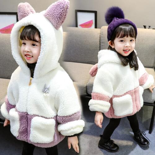2021 Autumn Winter Baby Girls Clothes Thicken Coat Fleece Warm Snow Parker Outerwear Kids Hooded Jacket Childrens Clothing 2-7Y