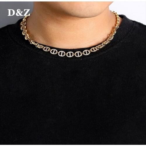 D&Z New 9mm Iced ASTRO Link Chain & Necklace With Coffee Beans Extension Chain Hip Hop Men Fashion Jewelry Hip Hop Rapper Gift