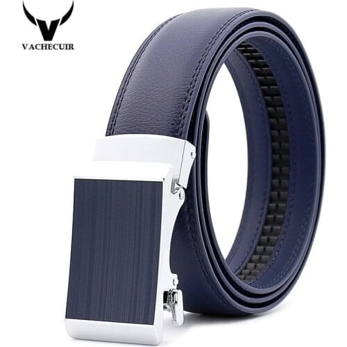 New Blue/Black Automatic Buckle Men Belts Fashion Business Belt Famous Brand Luxury Belts for Men Leather Waistband TC120