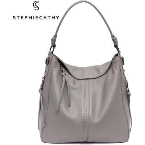 SC Large Genuine Leather Shoulder Bags For Women Brand Casual Solid Color Hobo Handbags Zip Tote Female Luxury Cowhide Crossbody
