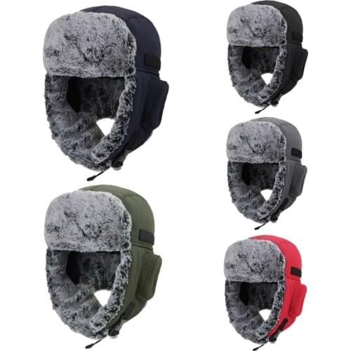 Men Women Winter Warm Trapper Hat Outdoor Windproof Thicken Plush Lining Russian Ushanka Snow Ski Hunting Earflap Cap