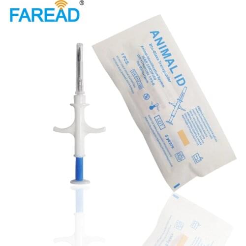 ISO ICAR certify 2.12x12mm 134.2khz RFID injector implants bioglass cat dogs fish chip syringe microchip for pet animal tracking