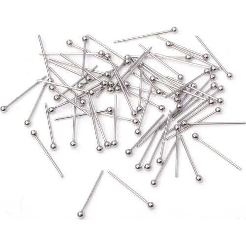 ASON 100pcs/lot Silver Color Stainless Steel Finding Ball Head Pins Bead Needle Round Head Needle For DIY Earring Jewelry Making