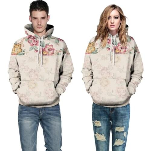 Vintage Print Flowers 3D Tracksuit Hoodies Men/Women Hiphop Streetwear 2018 Off White Sweatshirts with Hat Jacket Mens Clothing