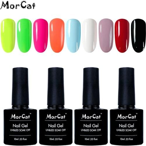 MorCat 10ml Gel Nail Polish UV Varnish Soak Off Long Lasting White Color Nail Gel Polish UV Gel Lacquer Nail Art Deisgn