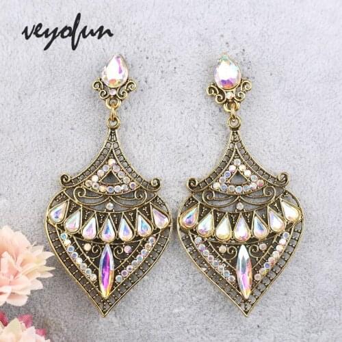 Veyofun Vintage Ethnic Cystal Rhinestone Drop Earrings Classic Party Dangle Earrings Fashion Jewelry for Woman Gift Wholesale
