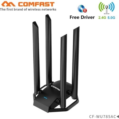 High power 1300M~1900Mbps USB WIFI Adapter Dual Band 2.4G/5Ghz 4*6dBi Antenna Desktop Wireless usb3.0 Network Card wifi Receiver