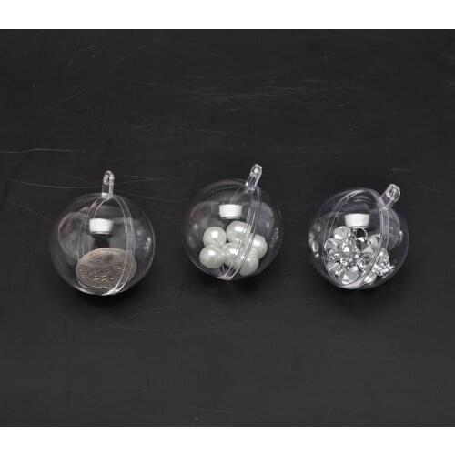 High Quality 5pcs Romantic Design Christmas/Party Decors Ball Transparent Can Open Plastic Clear Bauble Ornament 40-120mm