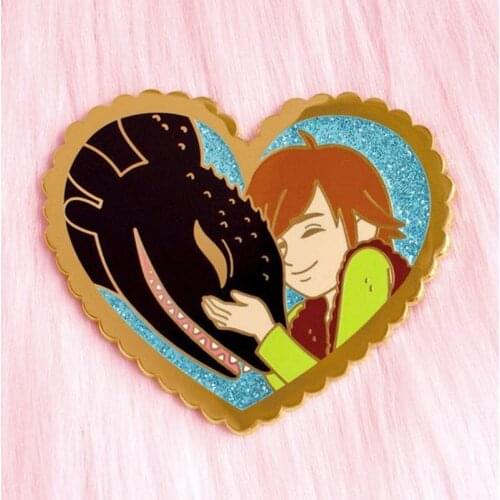 Hiccup Black Dragon Hugs Enamel Brooch Pin Backpack Hat Bag Collar Lapel Pins Badges Women Mens Fashion Jewelry Accessories