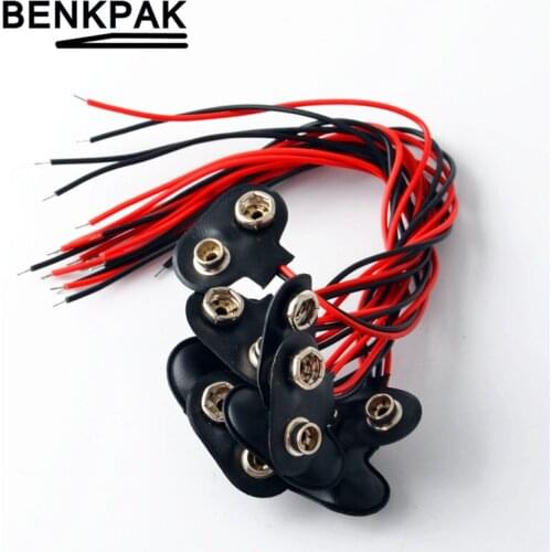 100PCS 9V Volt Blue Battery Buckle Clip Holder T Type Connector Snap Lead Wire Cord