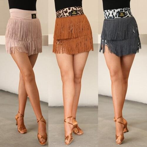 Hot Sale Latin Dance Skirt Women Fringe Skirt Sexy Tassel Leopard Hip Scarf Latin Practice Clothes Samba Performance Wear BL5272