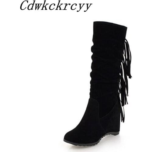 Women Boots Autumn winter New style Student Leisure time Tassels Grind Short boots Cashmere Keep warm Winter boots size 34-43