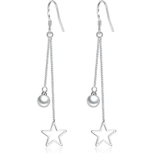 100% 925 sterling silver pearl star female stud earrings women wholesale jewelry wedding gift drop shipping