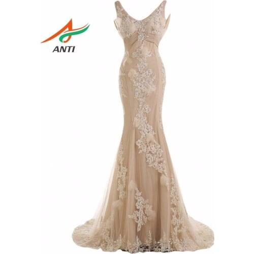 ANTI 2018 Long Formal Evening Dress abiye Elegant Gown Party Vestido De Festa Longo Mermaid Bridal Dresses Custom Made HQY307