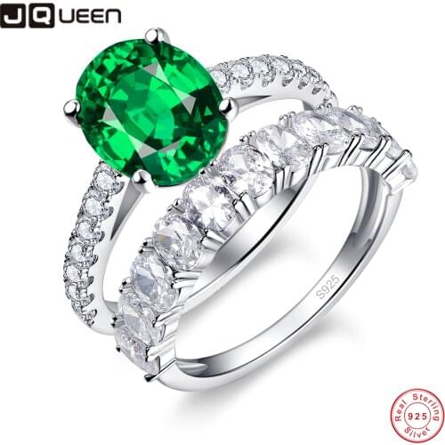 925 Sterling Silver Womens Rings Jewelry Ring 1ct Oval Emerald Green Olive White Cubic Zirconia Ring Wedding Gifts