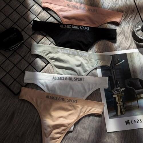 Women Underwear 1Pcs Pure Colors M/L/XL Sexy Letter Pattern Thongs Panties Cotton Low-waisted Ladies Panties
