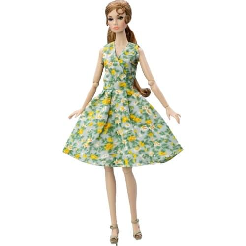 1 Set Fashion Doll Dress Summer Skirt Casual Wear Accessories Green Clothes for Barbie Doll Playhouse Toy