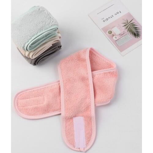 1Pcs Pink Cap Soft Facial Hairband Makeup Head Band Stretch Toweling Hair Wrap Womens Fashion SPA Shower Caps Cleaning Cloth