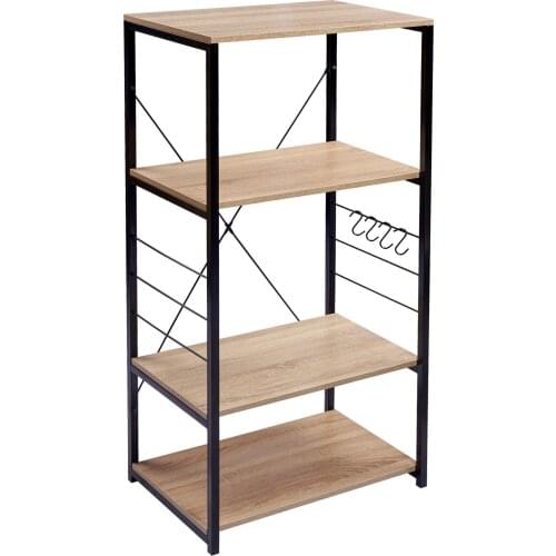 1PC MDF Wooden Steel Kitchen 4 Tiers Shelves Unit organizer Microwave Shelf Heavy Duty Freestanding Unit Corner Shelves Unit