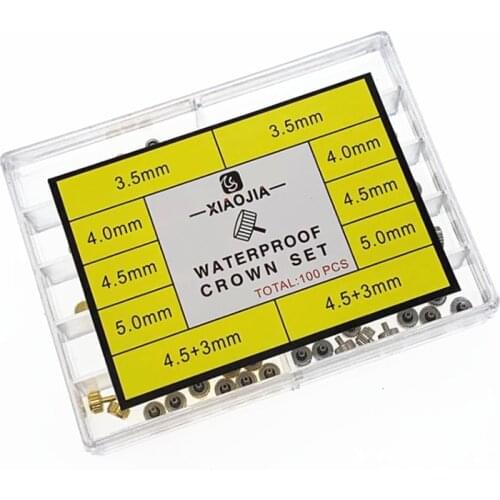 100PCS Watch Crown Spare Durable Metal Mixed Silver Golden Replacement Assortment For Watch Repair Tool Parts