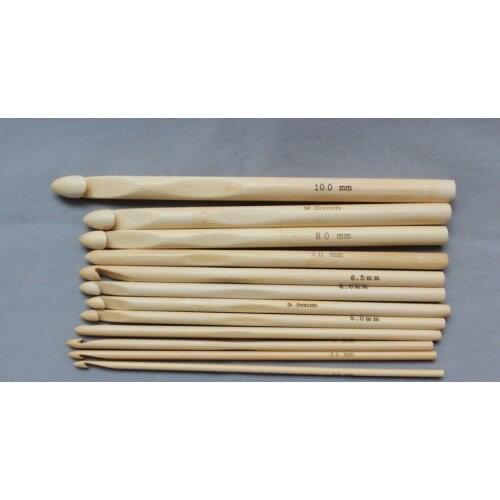 2 sets of 12 Sizes Crochet Hooks Bamboo Knitting Needles 3-10mm w/ free gift organza bag