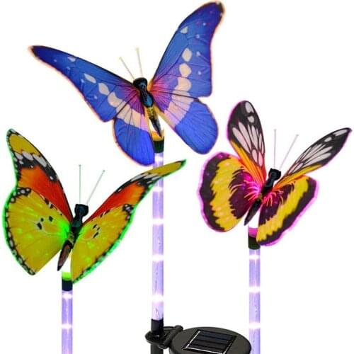 3Pcs LED Solar Powered Butterfly Fairy Lights Waterproof Christmas Outdoor Garden Holiday Decoration Lights for Patio Backyard