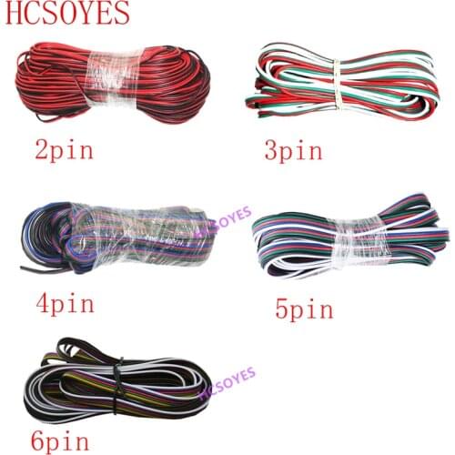 5~100 meters 2pin 3pin 4pin 5Pin 6pin 22 AWG Extension Electric Wire Cable Led Connector For 5050 WS2812 RGBW RGB CCT LED Stirp