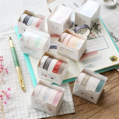 5 pcs/pack Basic Graphics Washi Tape Set Adhesive Tape DIY Scrapbooking Sticker Label Masking Tape