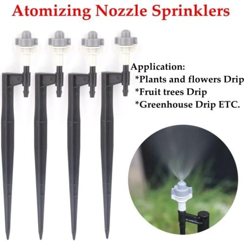 5Pcs Gray White Atomizing Nozzle Irrigation Sprinkler Nozzle Support Spike Watering Sprinklers Stakes Garden Water Connectors