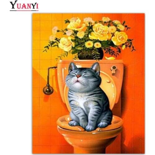 5D DIY Diamond Embroidery Full Display "Cartoon cat flower" Diamond Painting Square/Round Rhinestones Decor Art