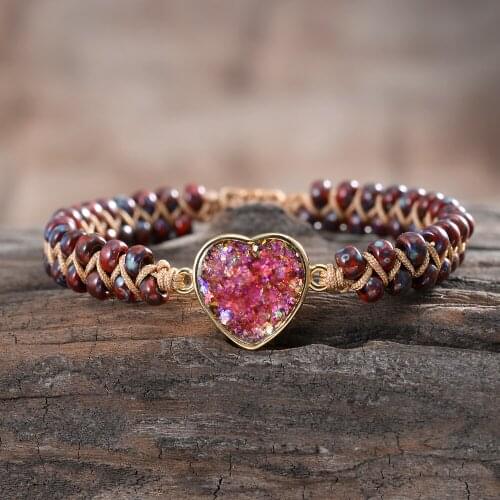 Heart charm Bracelets Friendship Bracelets Femme Opal String Braided Yoga Bracelet Bangle Bestfriend Gifts