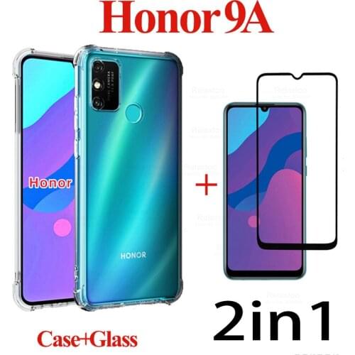 2-in-1 чехол,airbag case For Huawei Honor 9a MOA-LX9N tempered glass Honor 9a Silicone smartPhone Back coque honor Play 9A cases