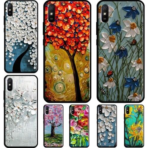 Boho Flower Art Abstract oil painting For Redmi Note 10 Pro Cover For Redmi Note 9 8 Pro 8T 7 9S Case For Redmi 9A 9T 9 9C 8A 7A