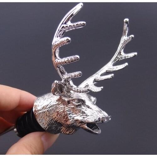 Zinc Alloy Creative Deer Head Wine Bottle Cork Pourer Stopper Deer Stag Wine Pourer Aerator Barware Decor LX9035