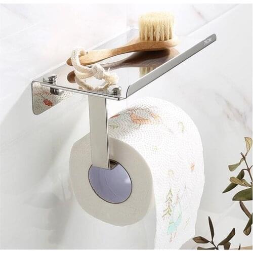 Vidric Stainless Steel Paper Holder Bathroom Toilet Tissue Holder Wall Mounted Single Roll Paper Holders drill or no drill style