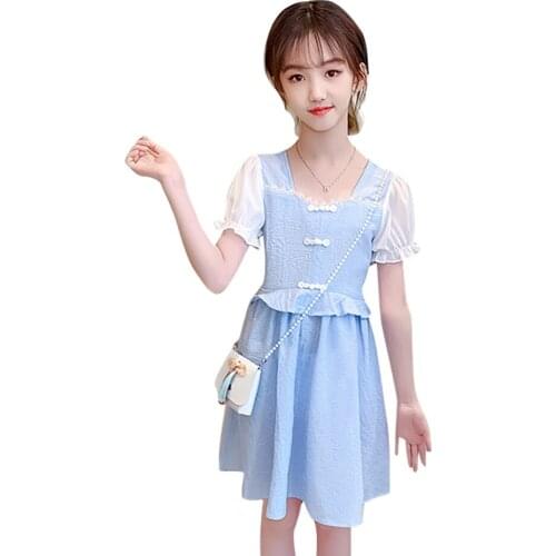 Kids Dresses For Girls Patchwork Party Dress For Girls Lace Children Dresses Summer Clothes For Girls 6 8 10 12 14