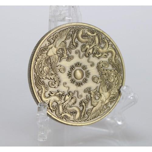 Dragon and Phoenix Chengxiang Play Beads Hundred Birds Scales Clan Happiness Commemorative Coin Medal Lucky Coin Feng Shui