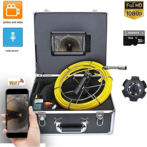 20M WIFI wireless 7" HD 1080P Drain Sewer Pipeline Industrial Endoscope Pipe Inspection Video Camera with DVR Video recording
