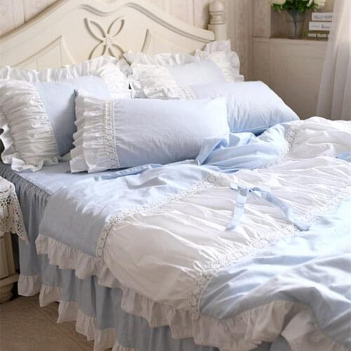 European embroidered luxury bedding set ruffle duvet cover pleated lace princess wedding decorative bedding bed sheet bedspread