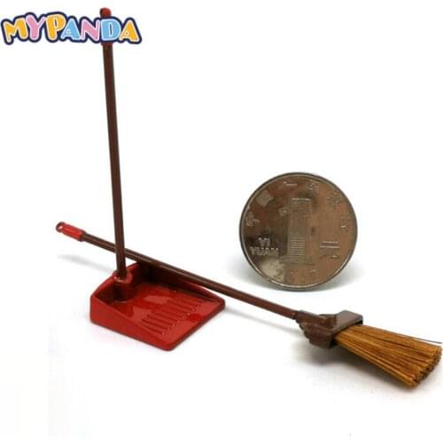 Hot Sale 1:12 Doll House Miniature Broom Dustpan Set Dollhouse Cleaning Tool Kits Classic Toys Pretend Play Furniture Toys Doll