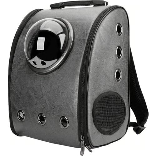 Leather Pet Space Capsule Backpack Dog Travel Bag Cat Pet Carrier Double Shouder Backpack for Small Dog And Cat