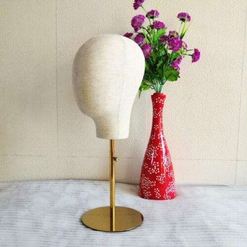 Adjustable Canvas Cover Mannequin Dummy Head With Metal Base For Wig And Hat Display