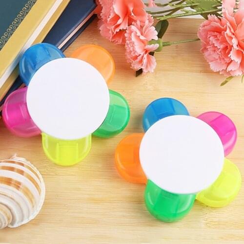 Highlighter Flower Shaped Highlighters 5 Colors Fluorescent Petal Markers Japanese Stationery School Supplies