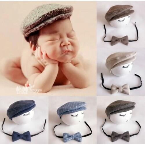 Baby Newborn Peaked Cute Newborn Baby Boy Beanie Cap Photography Props Outfit Cotton Hat Accessories