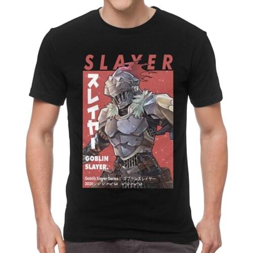 Male Goblin Slayer T-Shirt Graphic Otaku Dark Fantasy Anime Manga Graphic Tshirt Short Sleeve Cool T Shirt Cotton Tee Merch