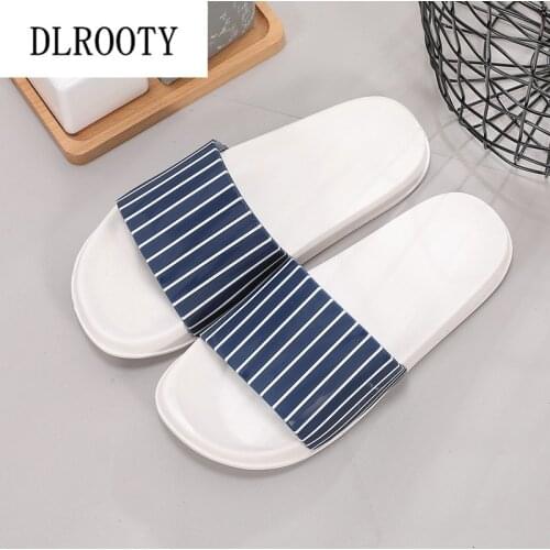 Men Slippers Sandals Flip Flops New Summer Stripe Fashion Breathable Non-slip Shoes Man Home Bathroom Slides Solid Casual Male