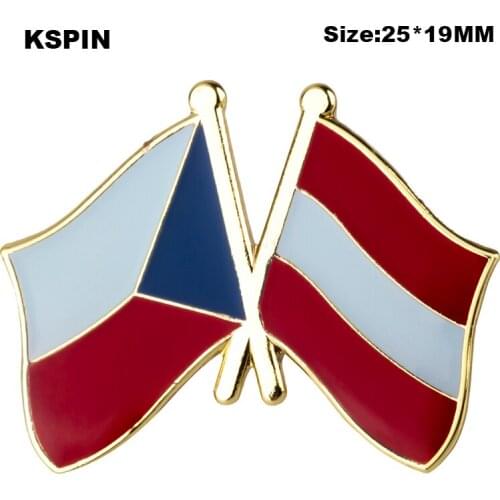 Czech Rep. & Austria Friendship Flag Badge Flag Brooch National Flag Lapel Pin International Travel Pins