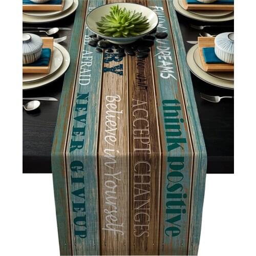 Follow You Dreams Vintage Wood Rustic Table Runner Home Dining Room Decor Placemat Coaster Wedding Christmas Party Table Runners