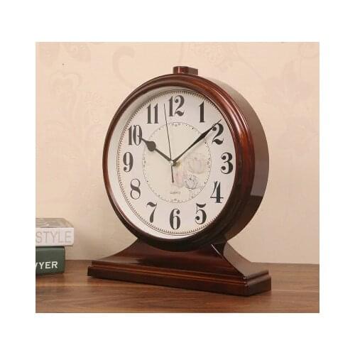 Office Decoration Desktop Wooden Design Alarm Mute Retro Silence Pendulum Table Quartz Clock Night Desk Vintage Clock LY451